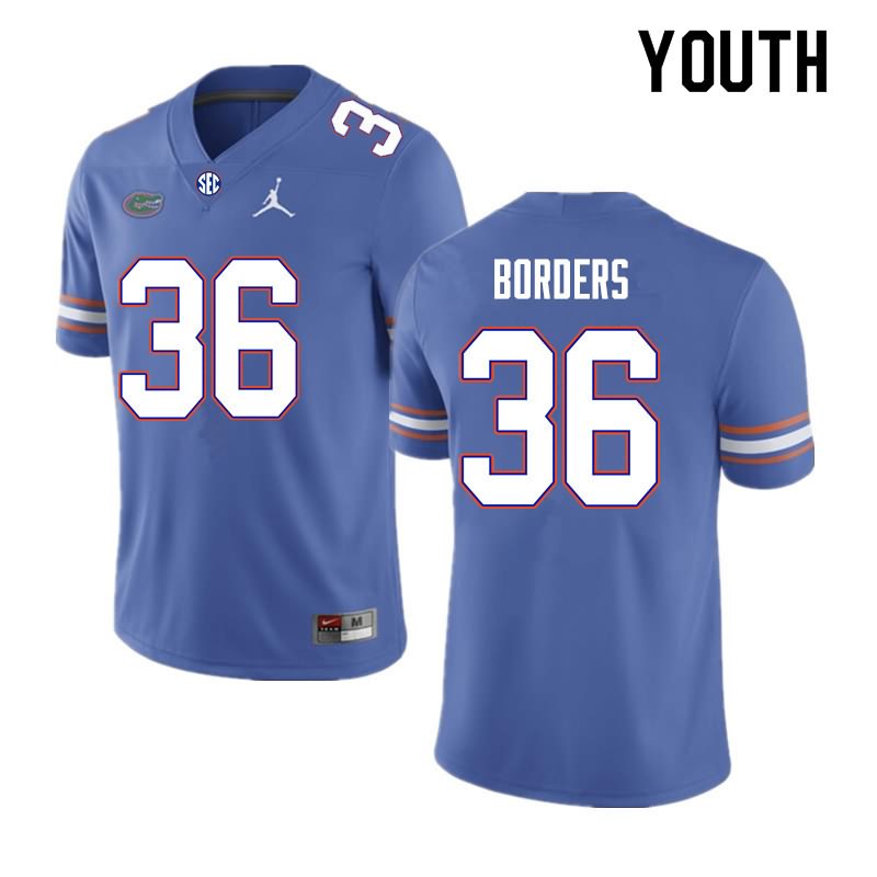 NCAA Florida Gators Chief Borders Youth #36 Nike Royal Stitched Authentic College Football Jersey UCF6464EW